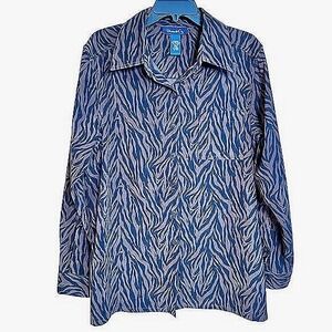 Denim & Co S Large Animal Print Lined Layering Piece button‎ up Pocket
